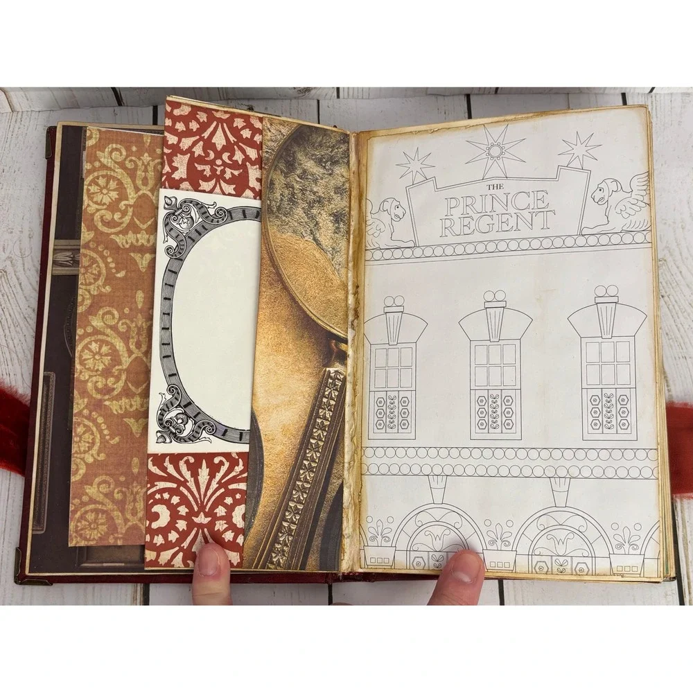 Handmade Regency Victorian Junk Journal Memory Keeper Red Gold Velvet Ribbon Tie